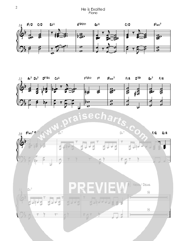 He Is Exalted (Instrumental) Piano Sheet (Good Jazz Series)