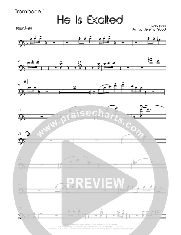 He Is Exalted (Instrumental) Trombone 1 (Good Jazz Series)