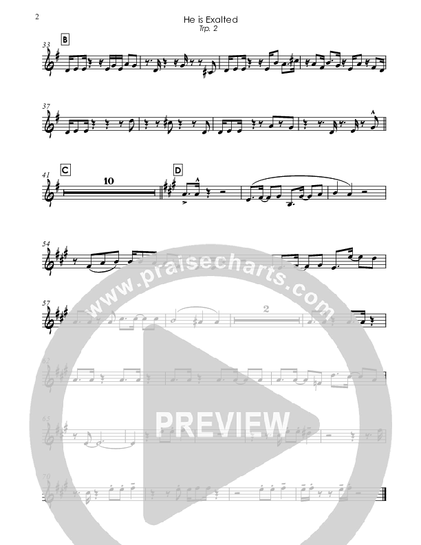 He Is Exalted (Instrumental) Trumpet 2 (Good Jazz Series)