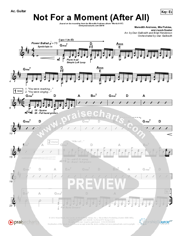 Not For A Moment (After All) Acoustic Guitar (Meredith Andrews)