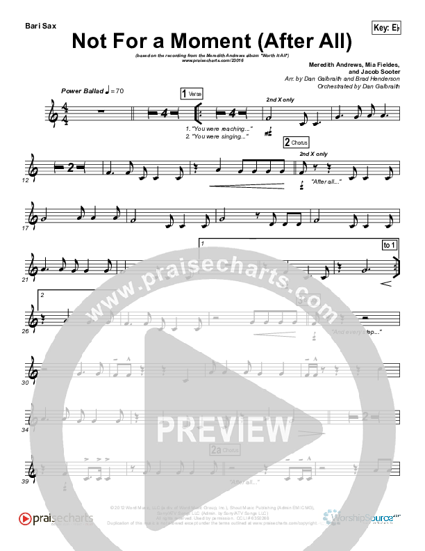 Not For A Moment (After All) Bari Sax (Meredith Andrews)