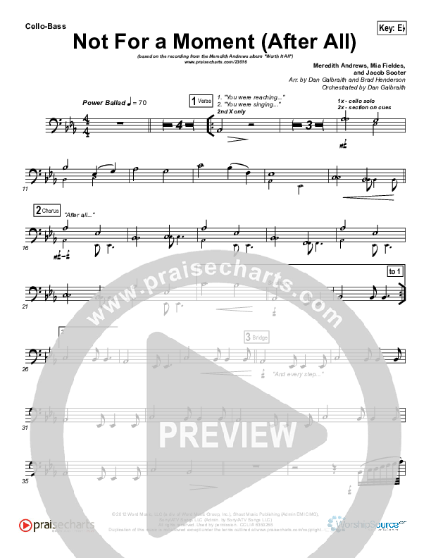 Not For A Moment (After All) Cello/Bass (Meredith Andrews)