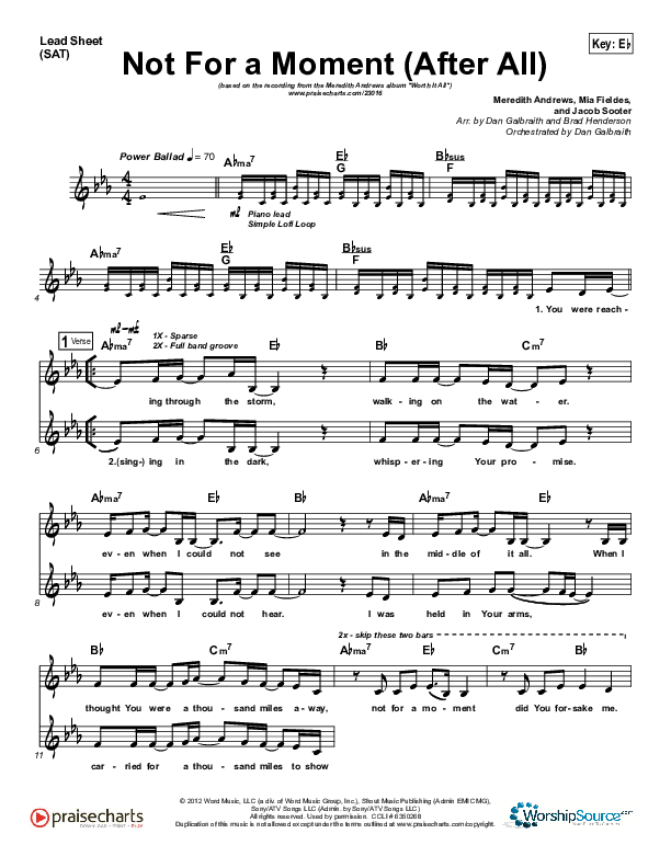 Not For A Moment (After All) Lead Sheet (SAT) (Meredith Andrews)