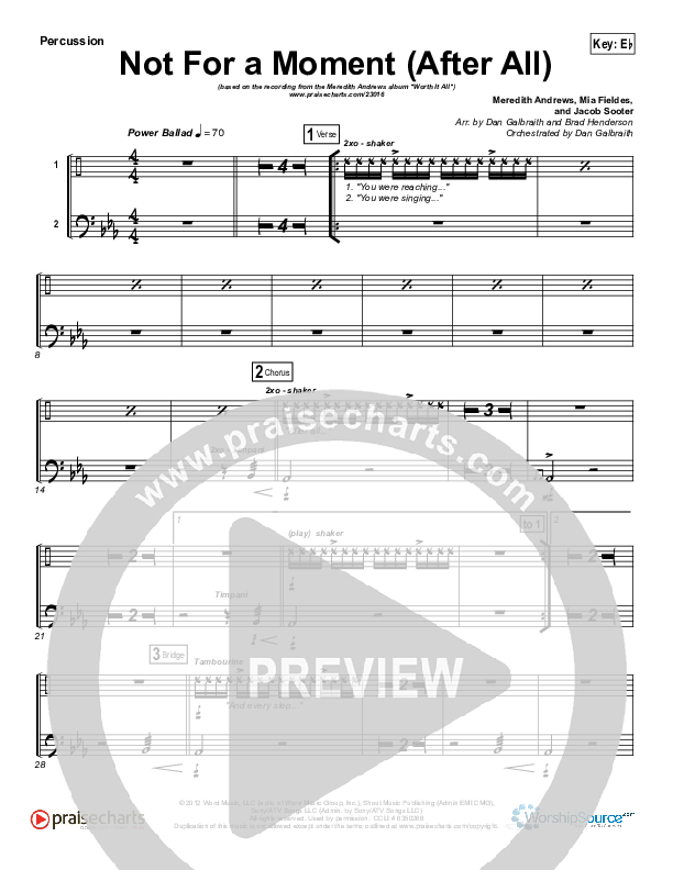 Not For A Moment (After All) Percussion (Meredith Andrews)