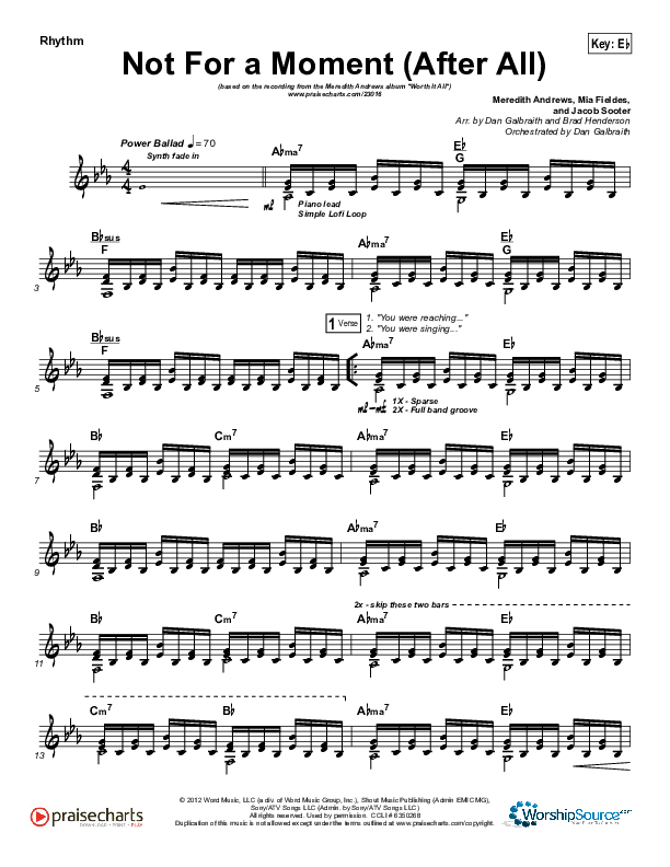 Not For A Moment (After All) Rhythm Chart (Meredith Andrews)