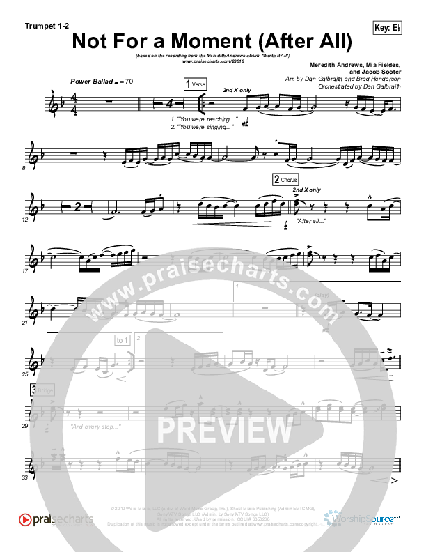 Not For A Moment (After All) Trumpet 1,2 (Meredith Andrews)