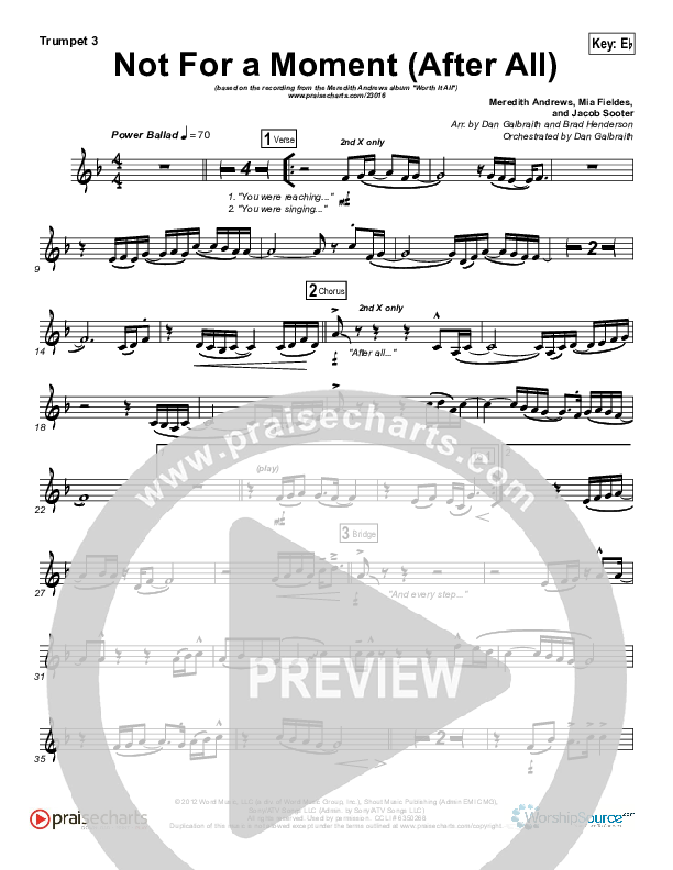 Not For A Moment (After All) Trumpet 3 (Meredith Andrews)