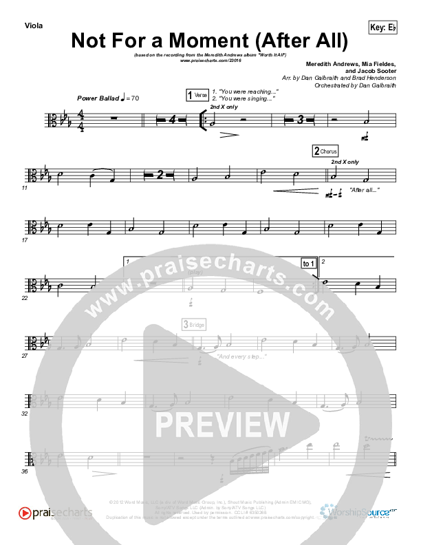 Not For A Moment (After All) Viola (Meredith Andrews)