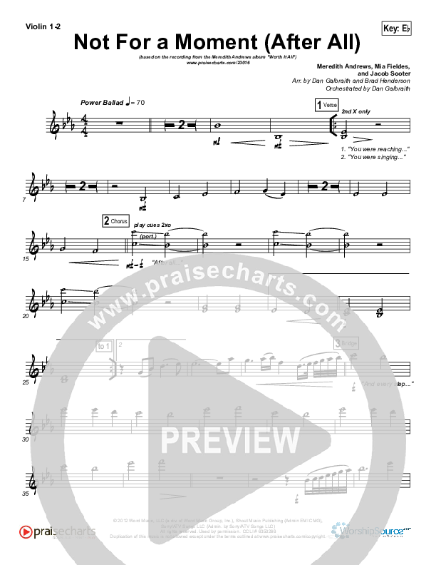 Not For A Moment (After All) Violin 1/2 (Meredith Andrews)