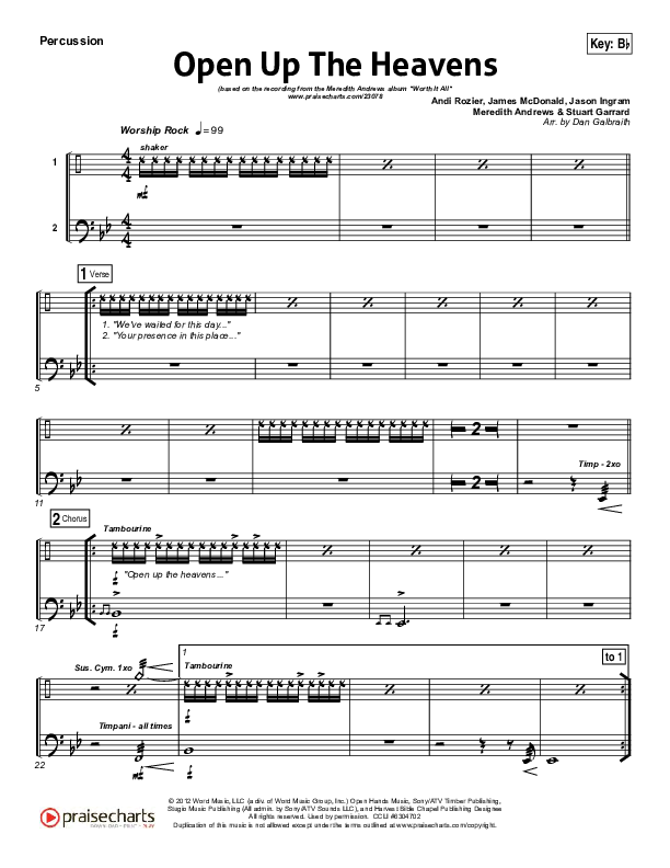 Open Up The Heavens Percussion (Meredith Andrews)