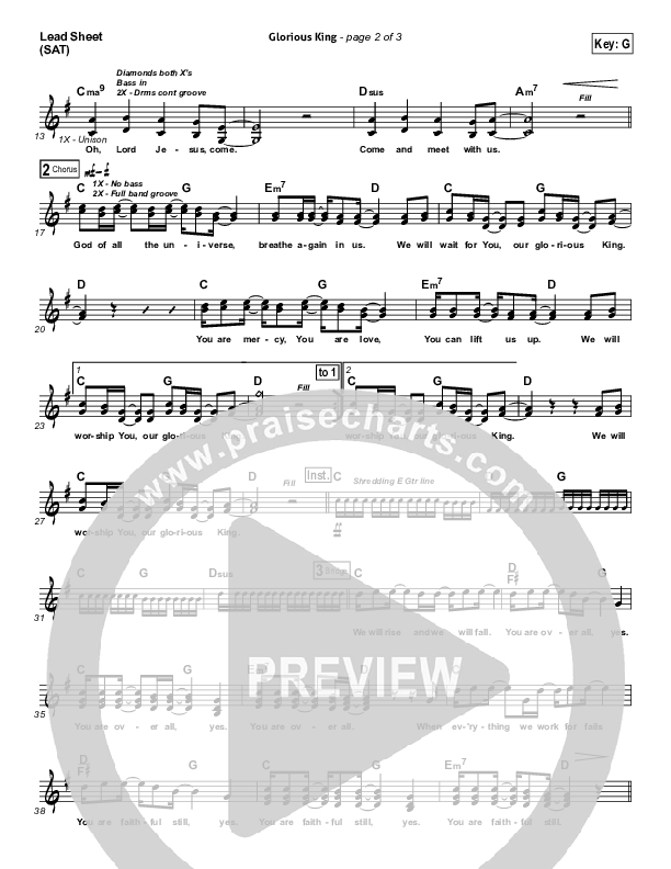 Glorious King Lead Sheet (Brett Rutledge)