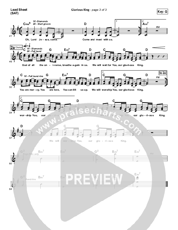 Glorious King Lead Sheet (Brett Rutledge)