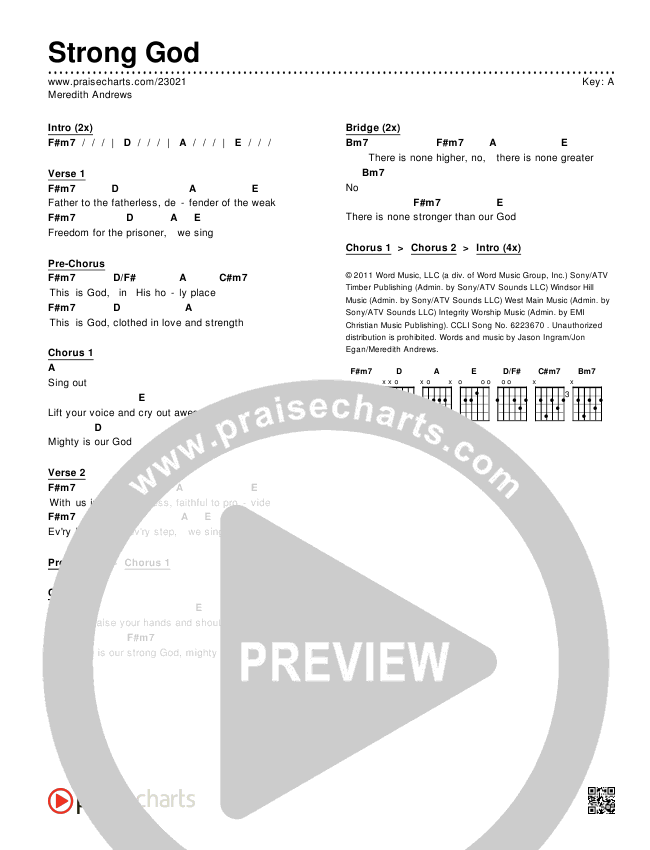Strong God Chords & Lyrics (Meredith Andrews)