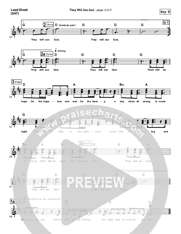 They Will See God Lead Sheet (Benji & Jenna Cowart)