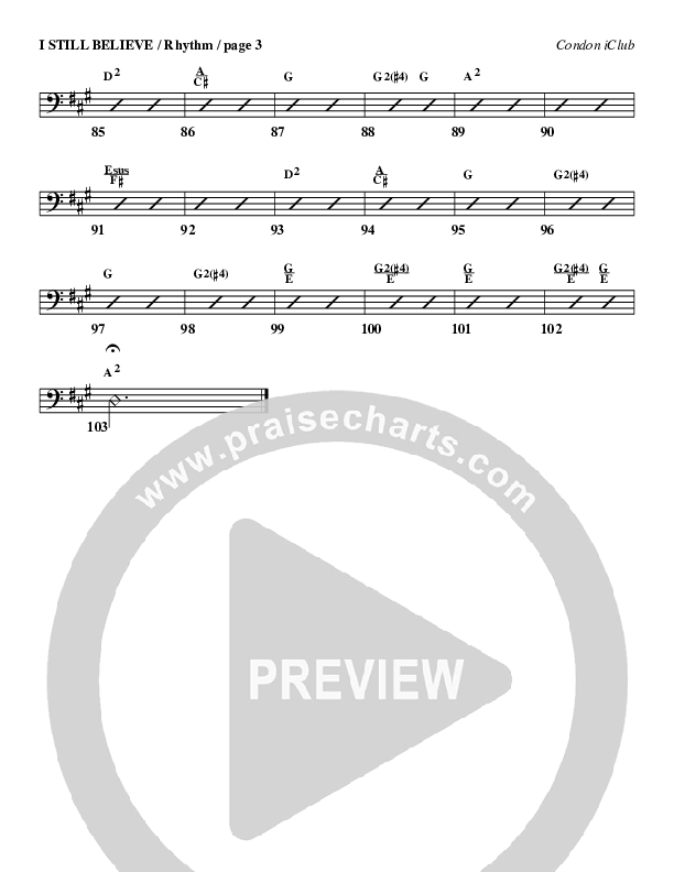 I Still Believe Rhythm Chart (Mark Condon)