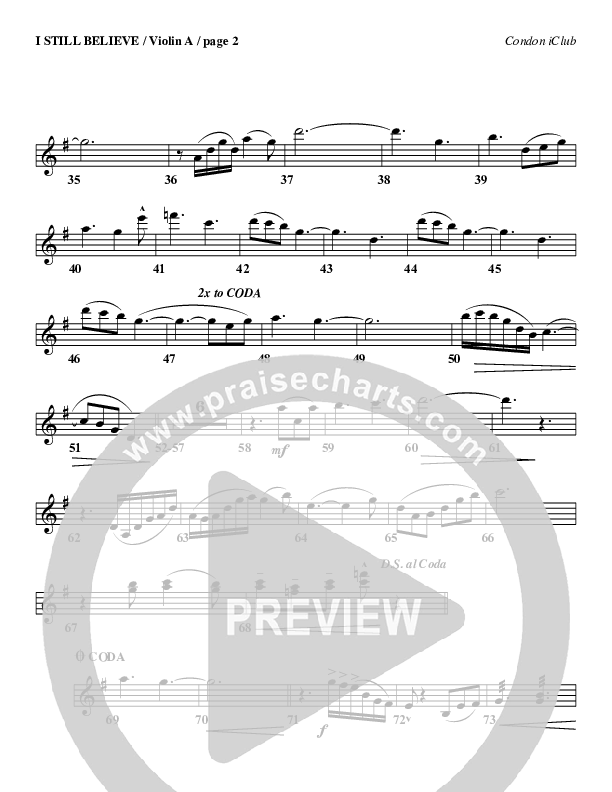 I Still Believe Violin 1 (Mark Condon)