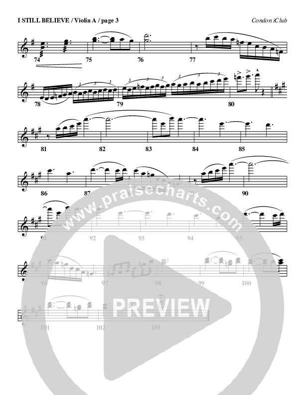 I Still Believe Violin 1 (Mark Condon)