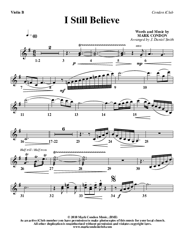 I Still Believe Violin 2 (Mark Condon)