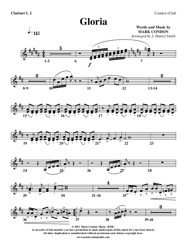 Gloria Clarinet 1/2 (Mark Condon)