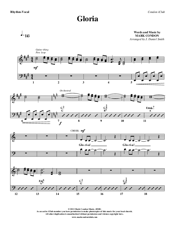 Gloria Rhythm/Vocal (Mark Condon)