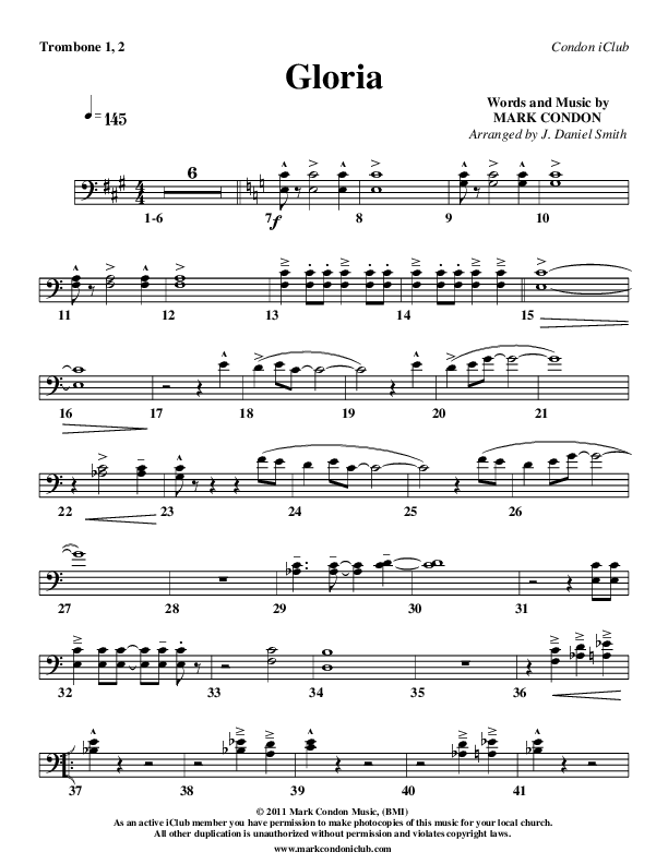 Gloria Trombone 1/2 (Mark Condon)
