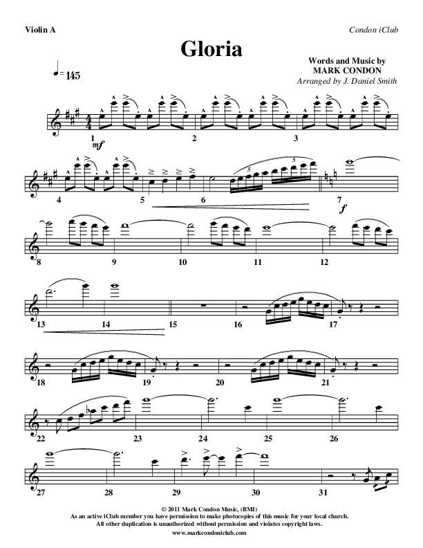 Gloria Violin 1 (Mark Condon)