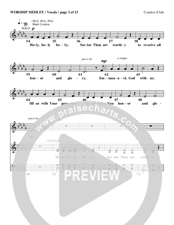 Worship Medley Choir Sheet (Mark Condon)
