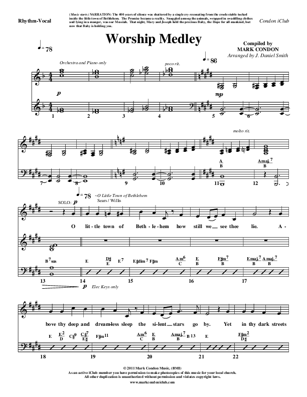 Worship Medley Lead Sheet (Mark Condon)