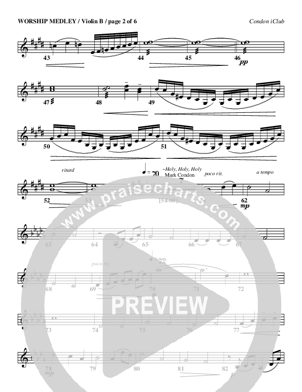 Worship Medley Violin 1/2 (Mark Condon)