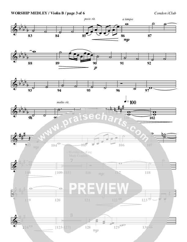 Worship Medley Violin 1/2 (Mark Condon)