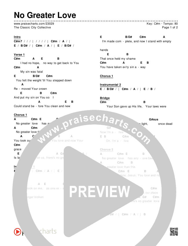 No Greater Love Chords & Lyrics (The Classic City Collective)