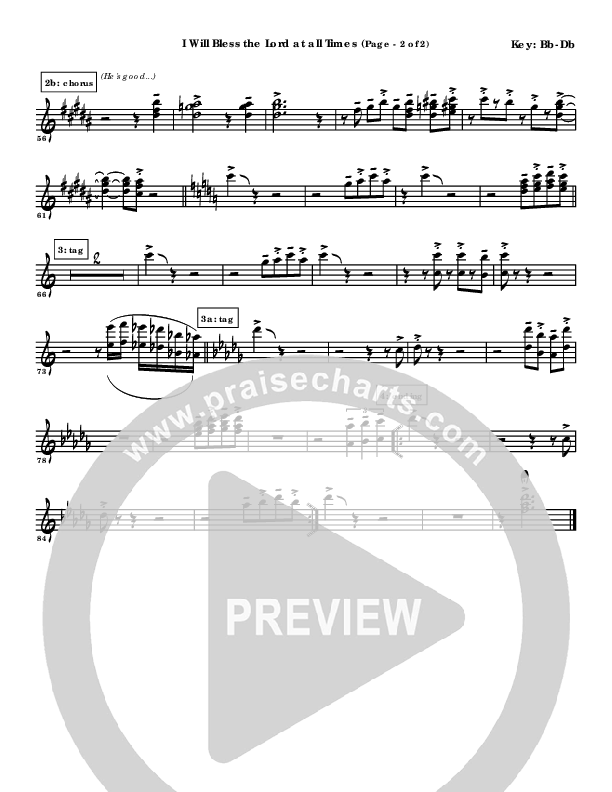 I Will Bless The Lord At All Times Flute/Oboe 1/2/3 (Joe Pace)