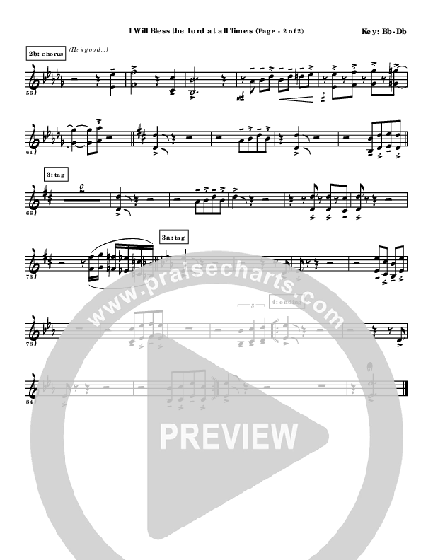 I Will Bless The Lord At All Times Tenor Sax 1/2 (Joe Pace)