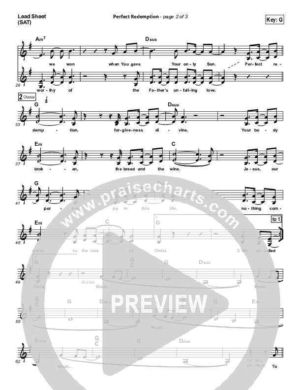 Perfect Redemption Lead Sheet (SAT) (Brett Rutledge)