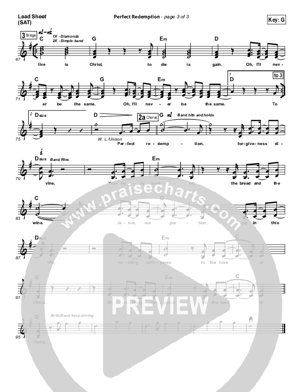 Perfect Redemption Lead Sheet (SAT) (Brett Rutledge)