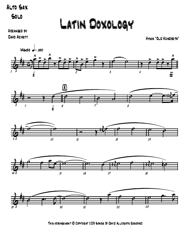 Doxology/Old Hundreth (Instrumental) Alto Sax (David Arivett)