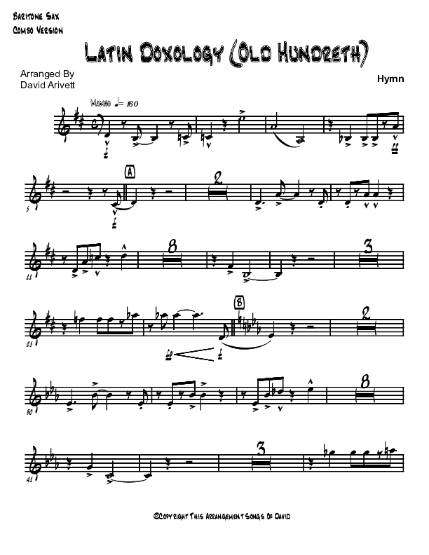 Doxology/Old Hundreth (Instrumental) Bari Sax (David Arivett)