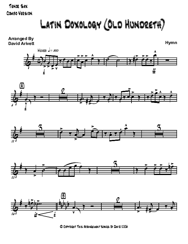 Doxology/Old Hundreth (Instrumental) Tenor Sax 2 (David Arivett)