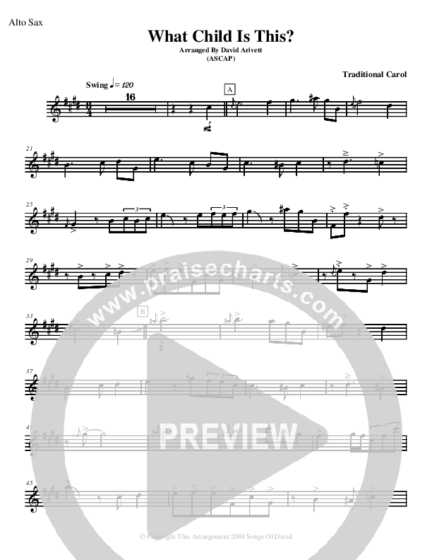 What Child Is This Alto Sax (David Arivett)