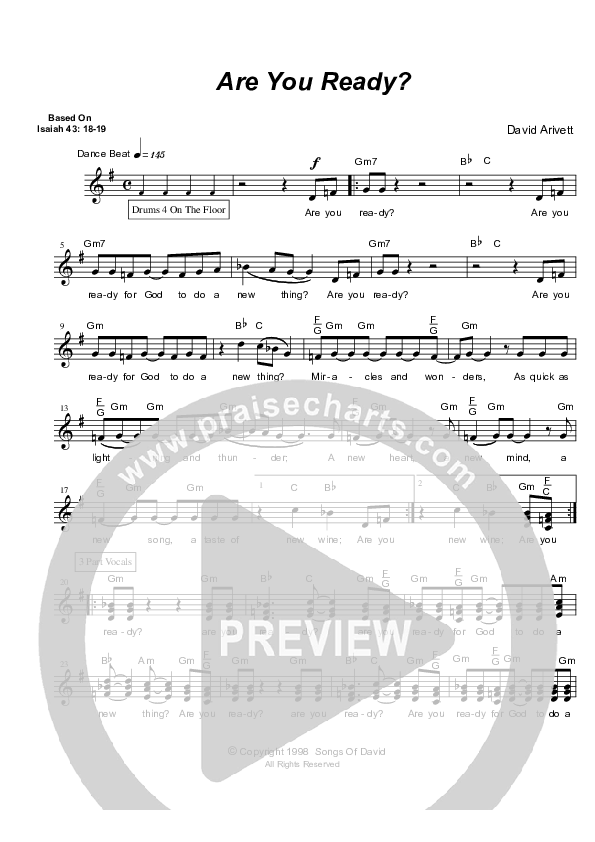 Are You Ready Lead Sheet (David Arivett)