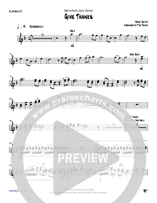Give Thanks (Instrumental) Alto Sax 1/2 (Tom Payne)