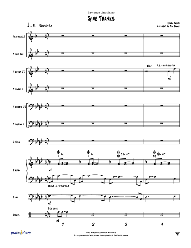 Give Thanks (Instrumental) Conductor's Score (Tom Payne)