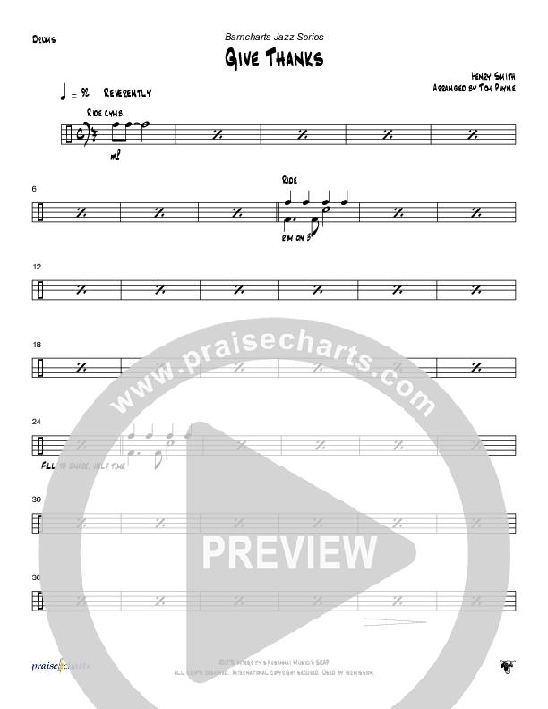 Give Thanks (Instrumental) Drum Set (Tom Payne)