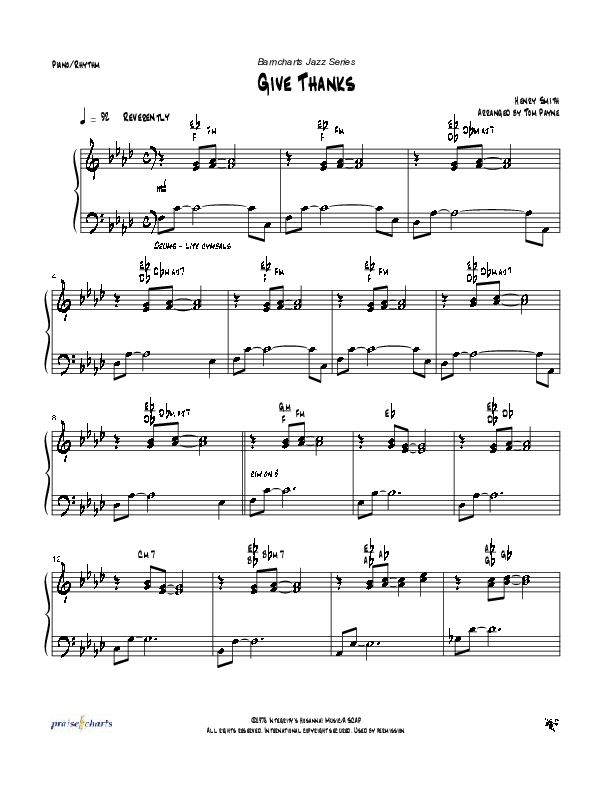 Give Thanks (Instrumental) Piano Sheet (Tom Payne)