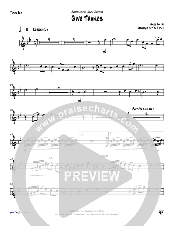Give Thanks (Instrumental) Tenor Sax 2 (Tom Payne)