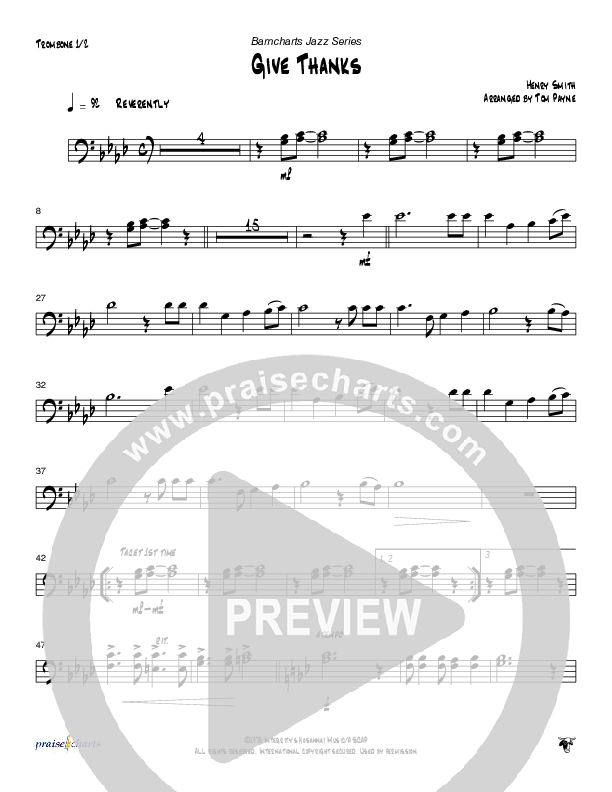 Give Thanks (Instrumental) Trombone 1/2 (Tom Payne)