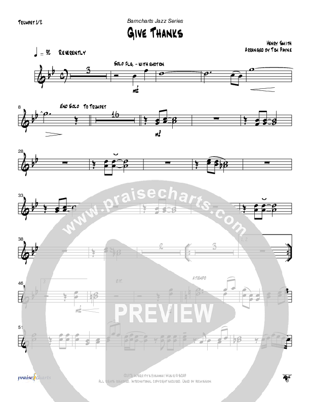 Give Thanks (Instrumental) Trumpet 1,2 (Tom Payne)