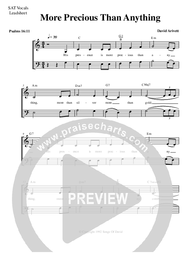 More Precious Than Anything Lead Sheet (David Arivett)