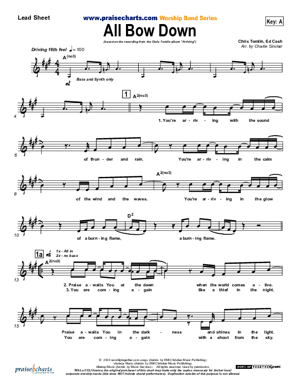 All Bow Down Lead Sheet (Chris Tomlin)