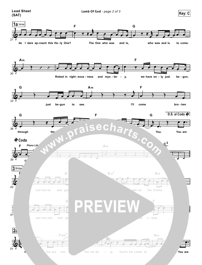 Lamb Of God Sheet Music Pdf Tenth Avenue North Praisecharts